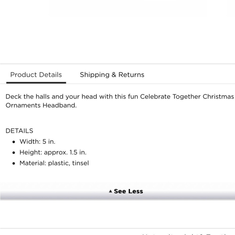 Celebrate Together from Kohls Christmas Ornament headband new - Picture 3 of 9